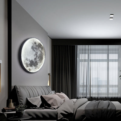 Contemporary Creative Round Moon Aluminum Acrylic LED Wall Sconce Lamp For Living Room