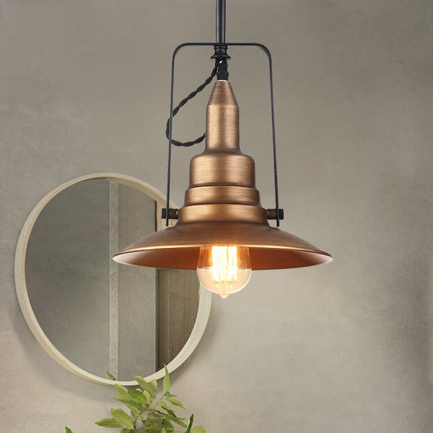 Scandinavian Industrial Vintage Rustic Bell Iron 1-Light Pendant Light