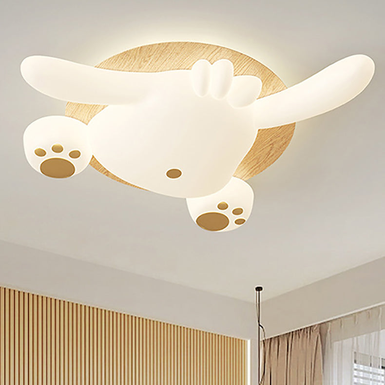 Contemporary Creative Bear Iron Plastic LED Semi-Flush Mount Ceiling Light For Living Room