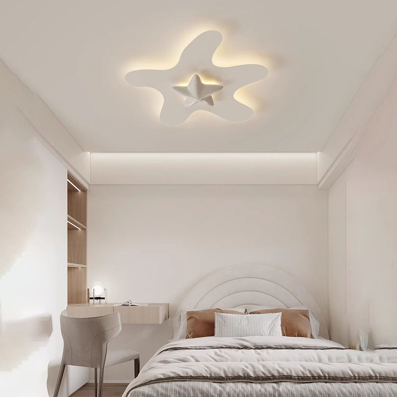 Modern Simplicity Star Iron Resin LED Flush Mount Ceiling Light For Bedroom