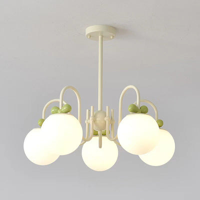 Modern Minimalist Cream Bow Round Ball Hardware Glass 4/5/6/8 Light Chandelier For Living Room