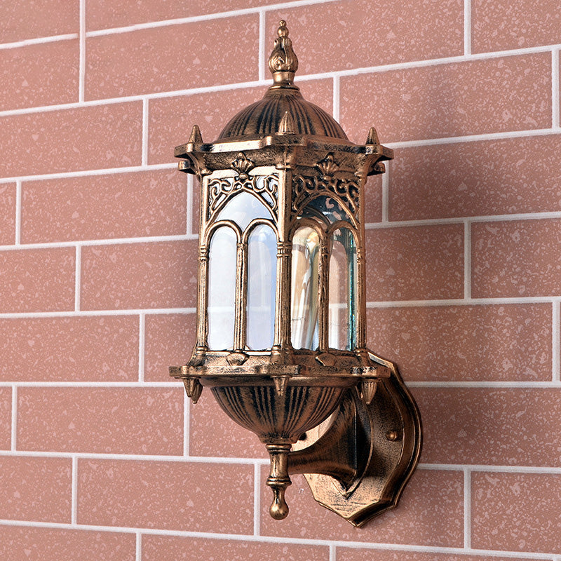 Traditional European Waterproof Cylinder Aluminum Glass 1-Light Wall Sconce Lamp For Garden