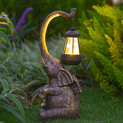 Modern Decorative Solar Elephant Resin Lawn Outdoor Landscape Lighting