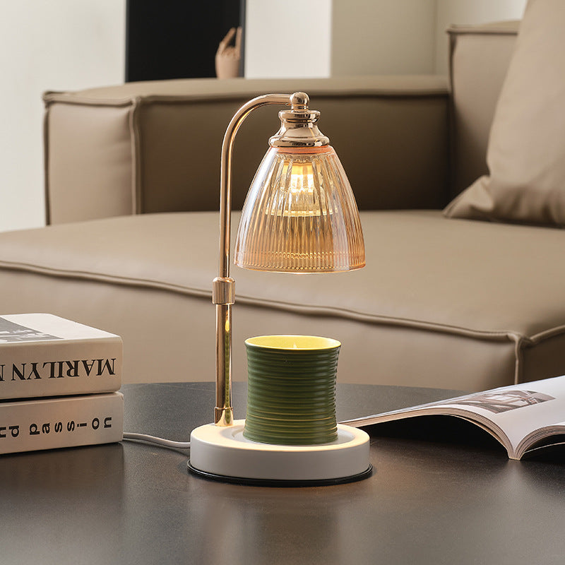 Lampe de table à cire fondue à 1 lumière avec abat-jour en verre conique en fer de simplicité contemporaine pour chambre 