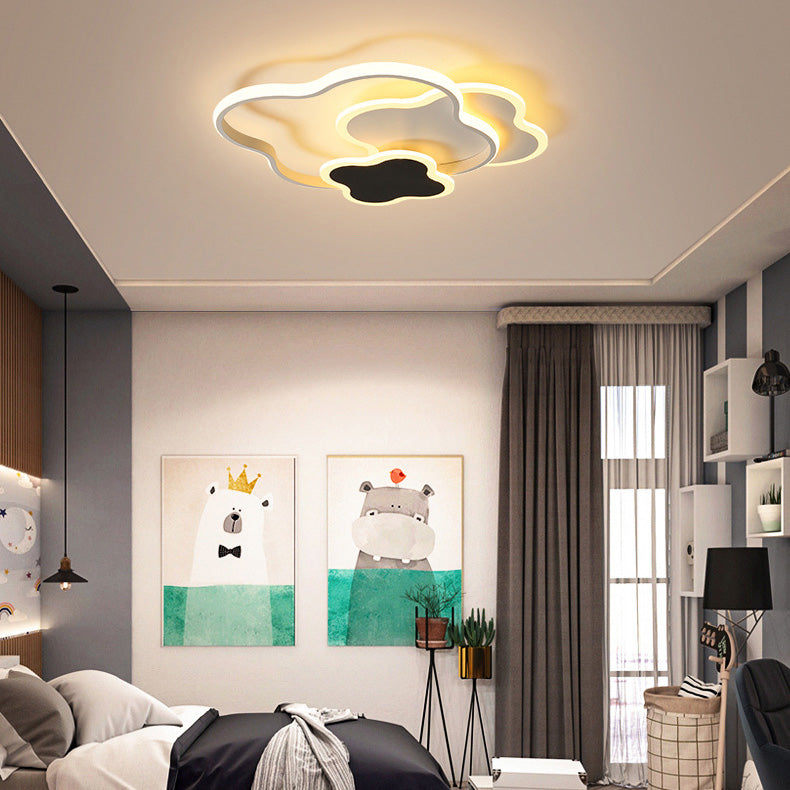 Contemporary Nordic Metal Acrylic Cloud Four-Leaf Clover LED Flush Mount Ceiling Light For Bedroom