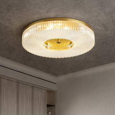 Modern Minimalist Round Copper Acrylic LED Flush Mount Ceiling Light For Bedroom