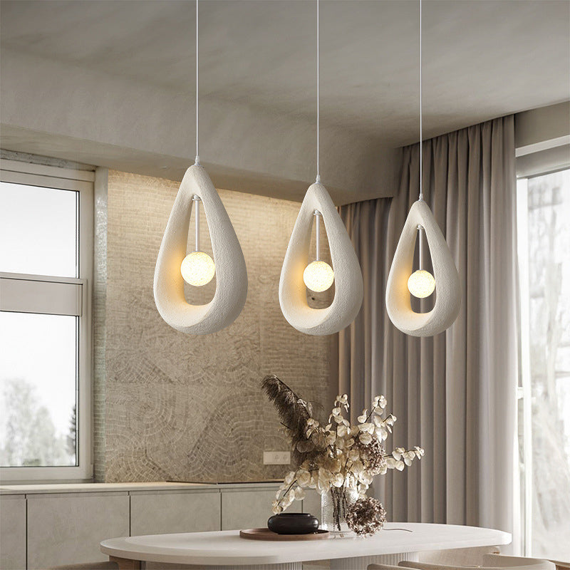 Contemporary Creative Water Drop Outline Orb Plastic 1-Light Pendant Light For Living Room