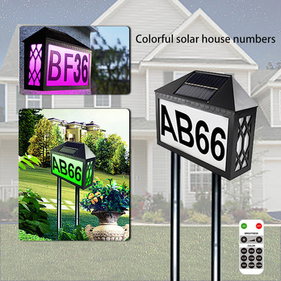 Contemporary Industrial ABS Address Sign Solar Digital House LED Outdoor Wall Sconce Lamp For Garden