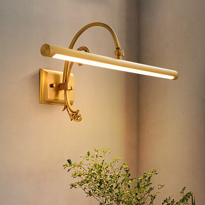 Modern Mid-Century Linear All Copper LED Wall Sconce Lamp For Bedroom