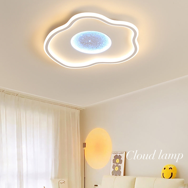 Modern Minimalist Lunar Surface Round Cloud Triangle Square Acrylic Iron LED Flush Mount Ceiling Light For Bedroom