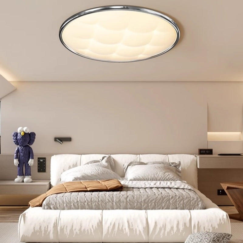 Modern Minimalist Round Lattice Iron PVC LED Flush Mount Ceiling Light For Bedroom