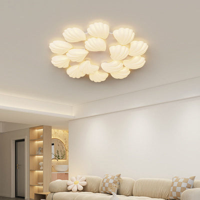 Modern Minimalist Shell Iron PE LED Flush Mount Ceiling Light For Bedroom