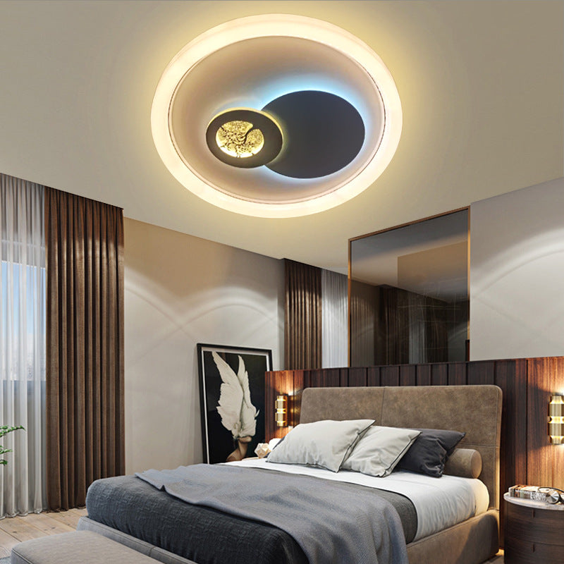 Modern Minimalist Round Gourd Acrylic PC LED Flush Mount Ceiling Light For Bedroom