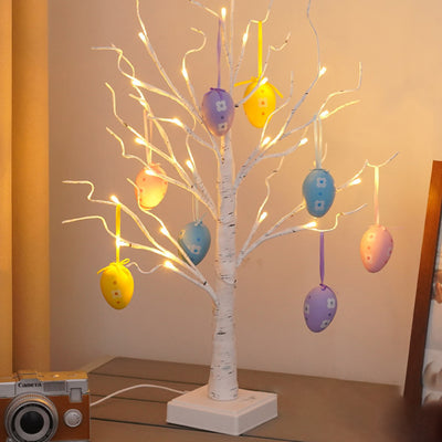 Contemporary Creative Easter Egg Decorated Tree Plastic LED USB Table Lamp For Bedroom