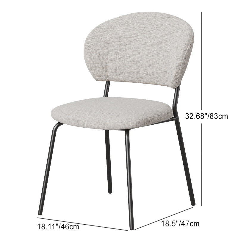 Contemporary Nordic Round Cotton Linen Upholstered Dining Chair Backrest For Dining Room