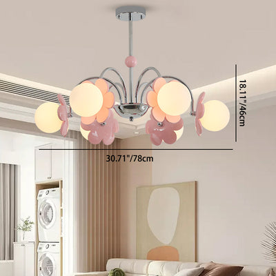 Contemporary Creative Orb Flower Iron Glass 4/6 Light Chandelier For Living Room