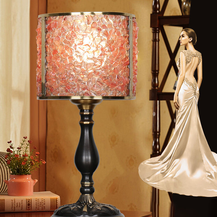 Modern Transitional Crystal Stone Shade Full Copper Base 1-Light Table Lamp For Study