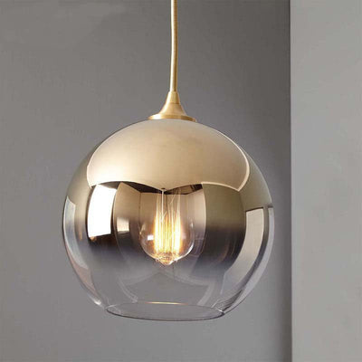 Contemporary Scandinavian Orb Glass Iron 1-Light Pendant Light For Bedroom