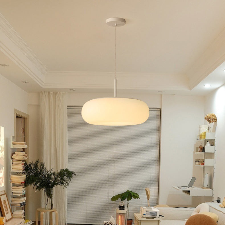 Modern Minimalist Oval Iron PE LED Pendant Light For Living Room