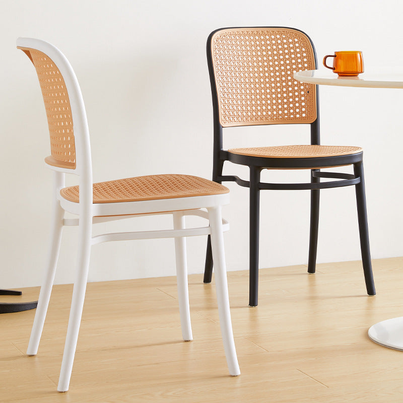 Modern Minimalist Square Rattan Plastic Dining Chair For Dining Room