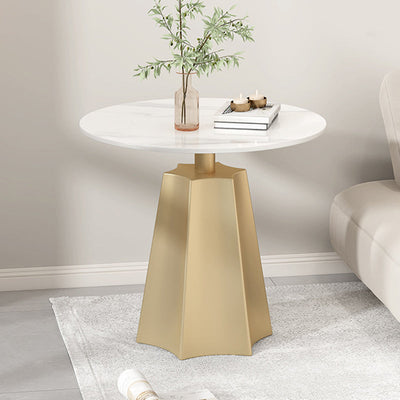 Modern Simplicity Round Hexagon Slate Carbon Steel End Table 1-Tray For Living Room