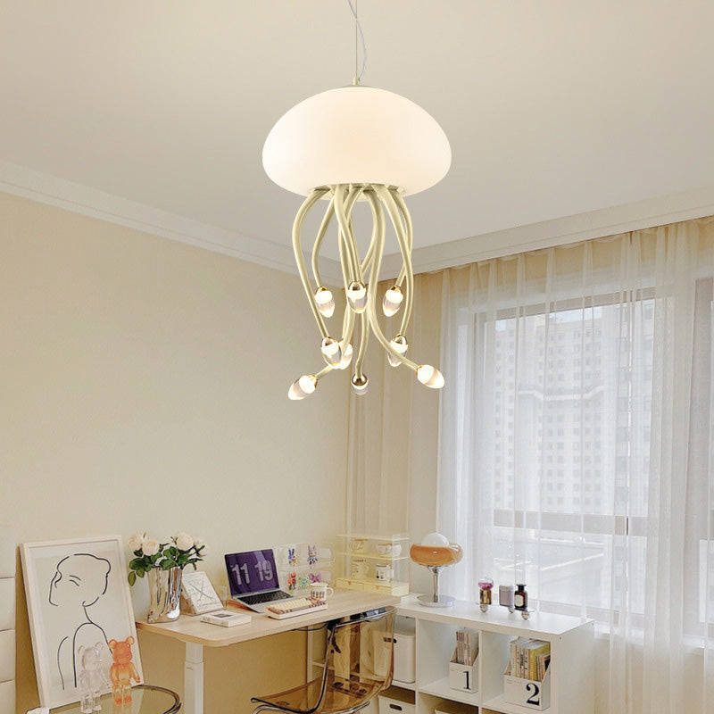 Contemporary Nordic Jellyfish Iron Acrylic LED Chandeliers For Bedroom