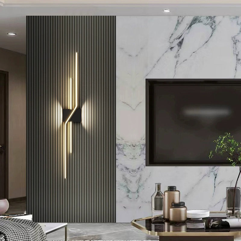 Modern Minimalist Aluminum Geometric Long Straight Line LED Wall Sconce Lamp For Living Room