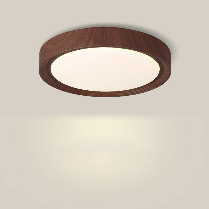 Contemporary Simplicity Round Wood Grain Acrylic LED Flush Mount Ceiling Light For Bedroom