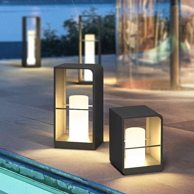 Modern Minimalist Waterproof Solar Stainless Steel Acrylic Cubic LED Landscape Lighting Outdoor Light For Garden