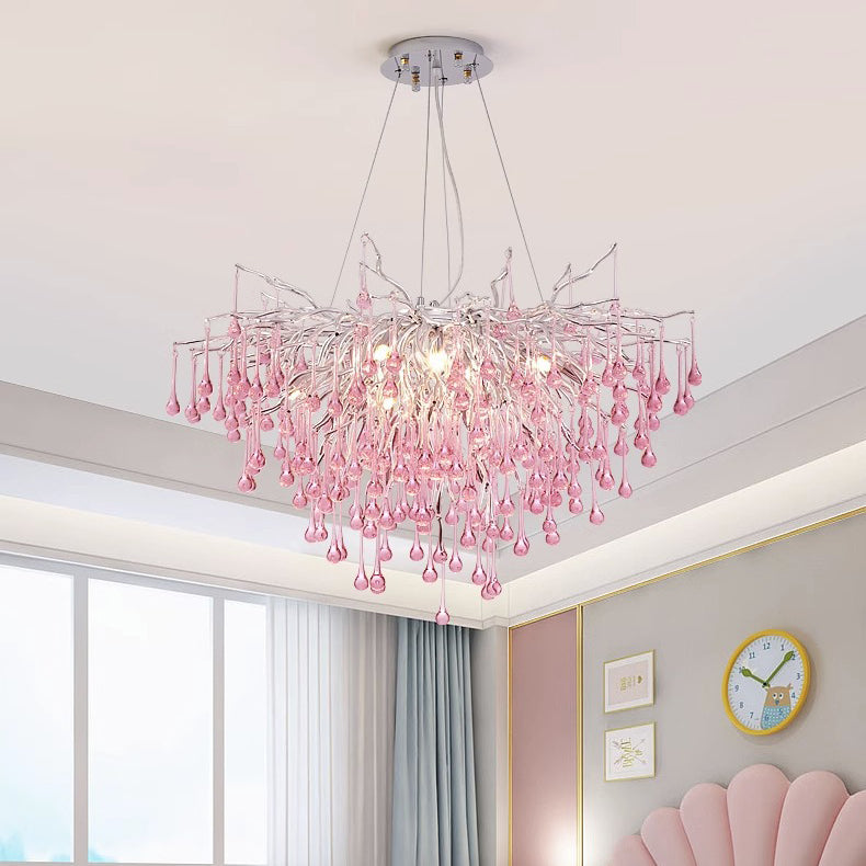 Modern Luxury Crystal Glass Aluminum Branch Water Drop 6/8/10/14 Chandeliers For Dining Room