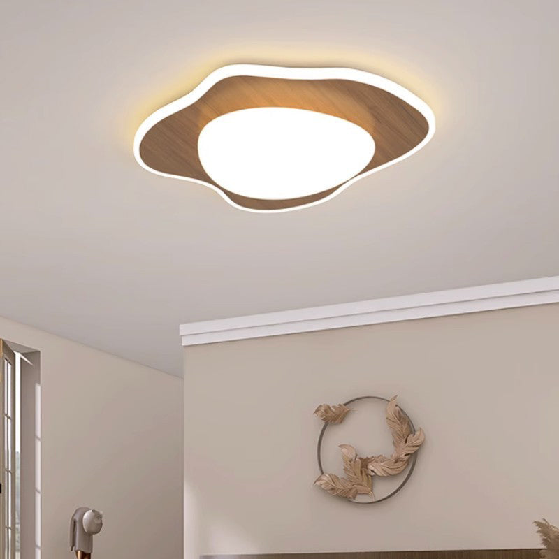 Modern Minimalist Irregular Round Iron Acrylic LED Flush Mount Ceiling Light For Bedroom