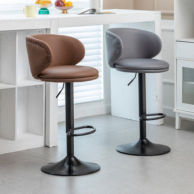 Modern Minimalist Round Fabric Stainless Steel Bar Stool Backrest For Dining Room