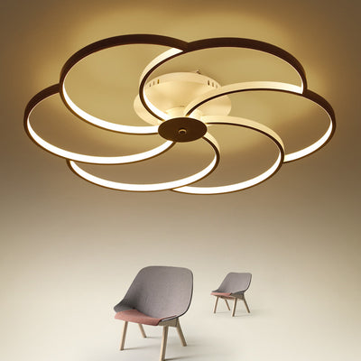 Contemporary Simplicity Aluminum Petal Silicone Strip Shade LED Flush Mount Ceiling Light For Living Room