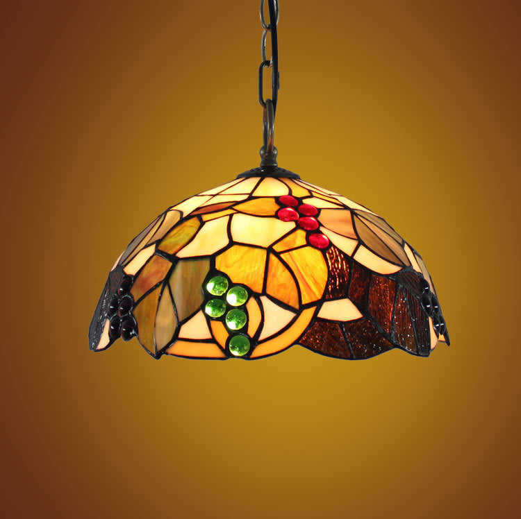 Traditional Rustic Flower Shaped Iron Copper Glass 1-Light Pendant Light For Living Room