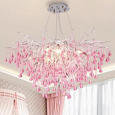 Modern Luxury Crystal Glass Aluminum Branch Water Drop 6/8/10/14 Chandeliers For Dining Room