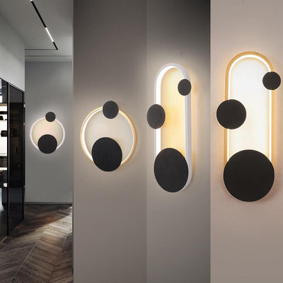 Modern Minimalist Iron Aluminum Round Elliptical LED Wall Sconce Lamp For Bedside