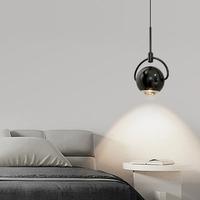 Modern Minimalist Rotatable Spherical Aluminum Glass LED Pendant Light For Bedroom