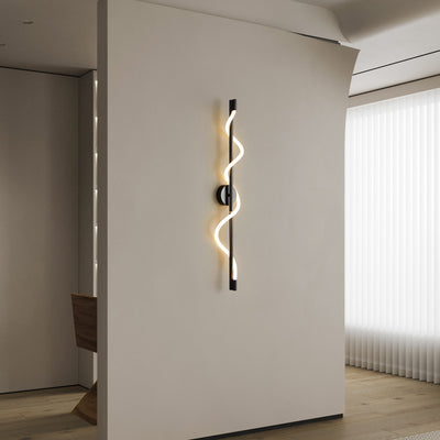 Modern Minimalist Cylinder Wave Stripe Copper Acrylic LED Wall Sconce Lamp For Living Room