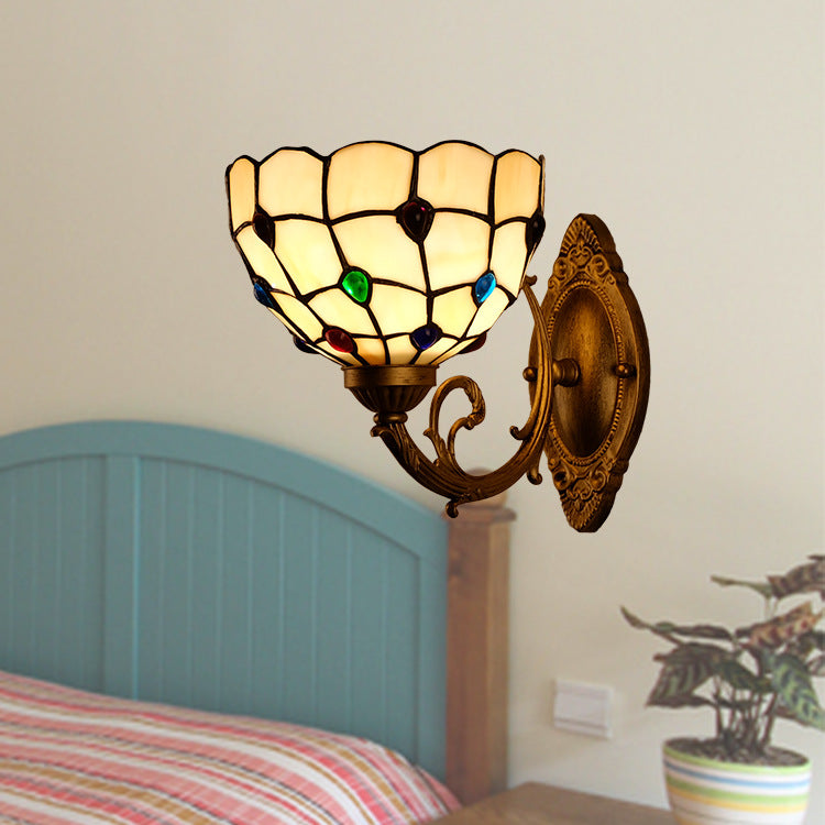 Contemporary Creative Mermaid Iron Glass 1-Light Wall Sconce Lamp For Bedroom