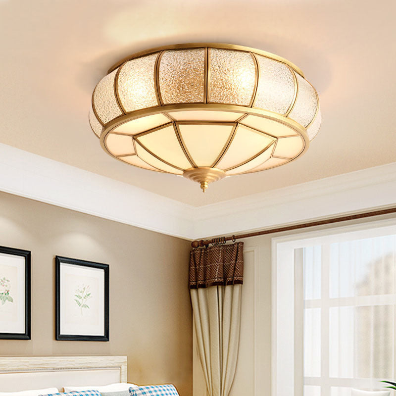 Contemporary Luxury Oval Dome Full Copper Glass 3/4/6 Light Flush Mount Ceiling Light For Bedroom