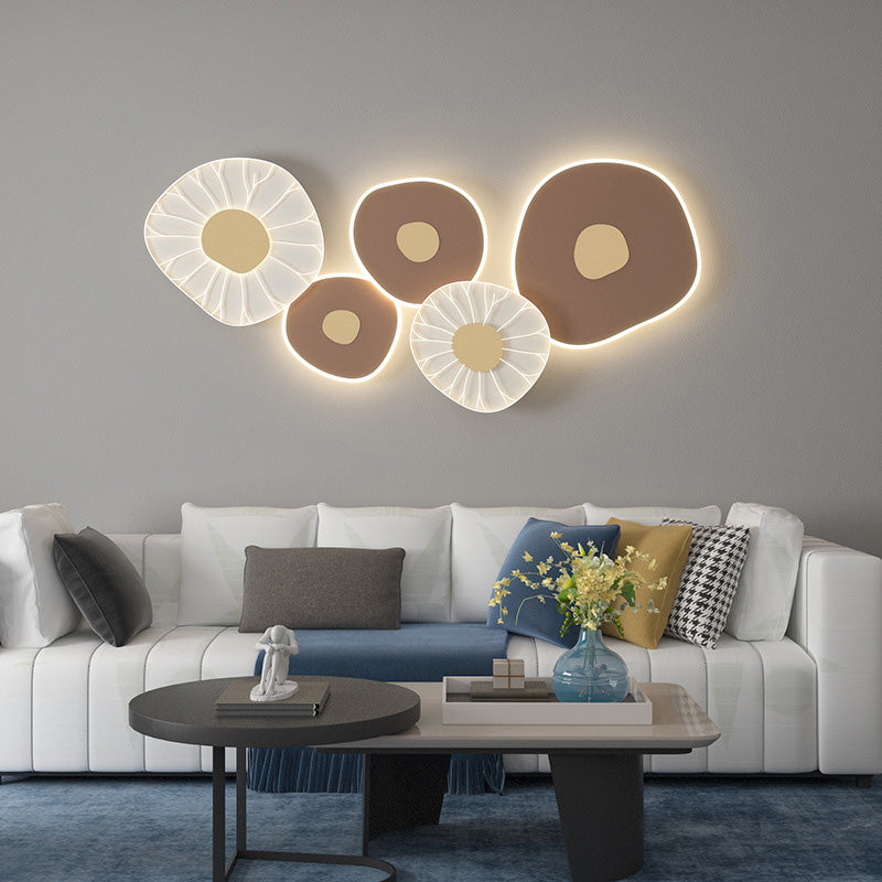 Modern Luxury Lotus Leaf Design Iron Acrylic LED Wall Sconce Lamp For Living Room