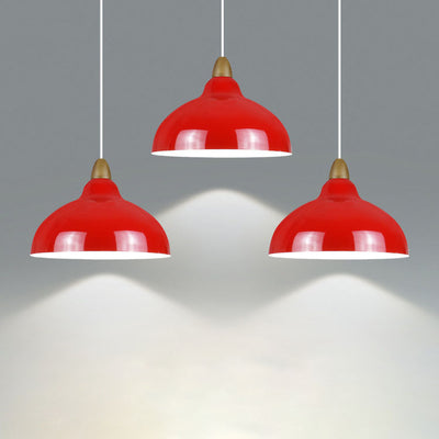 Modern Simplicity Red Iron Semicircle Shade 1-Light Pendant Light For Kitchen