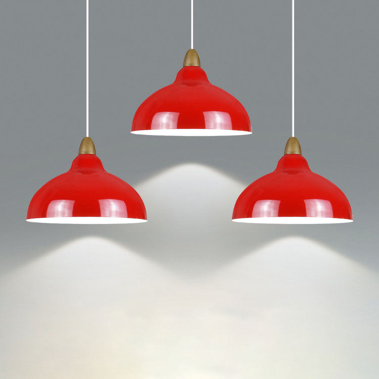 Modern Simplicity Red Iron Semicircle Shade 1-Light Pendant Light For Kitchen