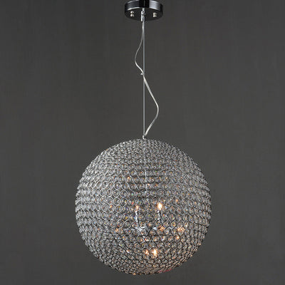 Modern Minimalist Round Iron Crystal 4-Light Chandelier For Living Room