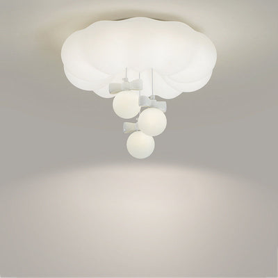 Modern Minimalist Clouds Spherical Bow Iron Plastic LED Flush Mount Ceiling Light For Bedroom