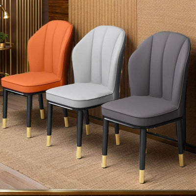 Modern Luxury PU Leather Padded Dining Chair Wing Backrest Armless For Dining Room