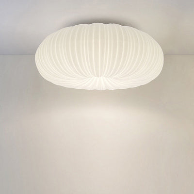 Modern Minimalist PE Pumpkin Shade Hardware LED Flush Mount Ceiling Light For Living Room