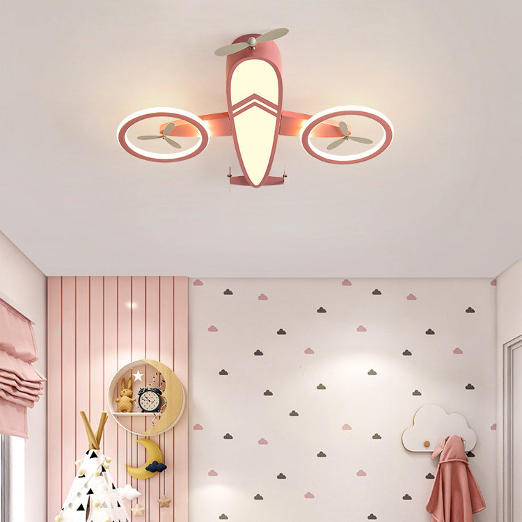 Contemporary Creative Acrylic Cartoon Airplane LED Kids Flush Mount Ceiling Light For Living Room