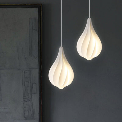 Contemporary Nordic Iron PVC Teardrop Petal 1-Light Pendant Light For Dining Room