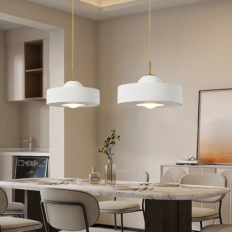 Modern Minimalist Cylinder Resin Iron 1-Light Pendant Light For Living Room